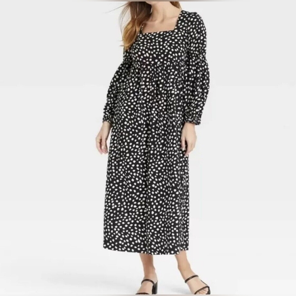 Black & White Polka Dot Maxi Dress Med. - Picture 2 of 8